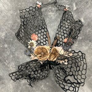 Floral Mesh Vest with Black Netting